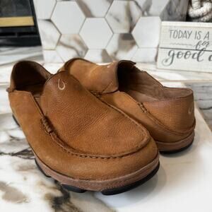 OluKai Men's Tan Leather Sneakers